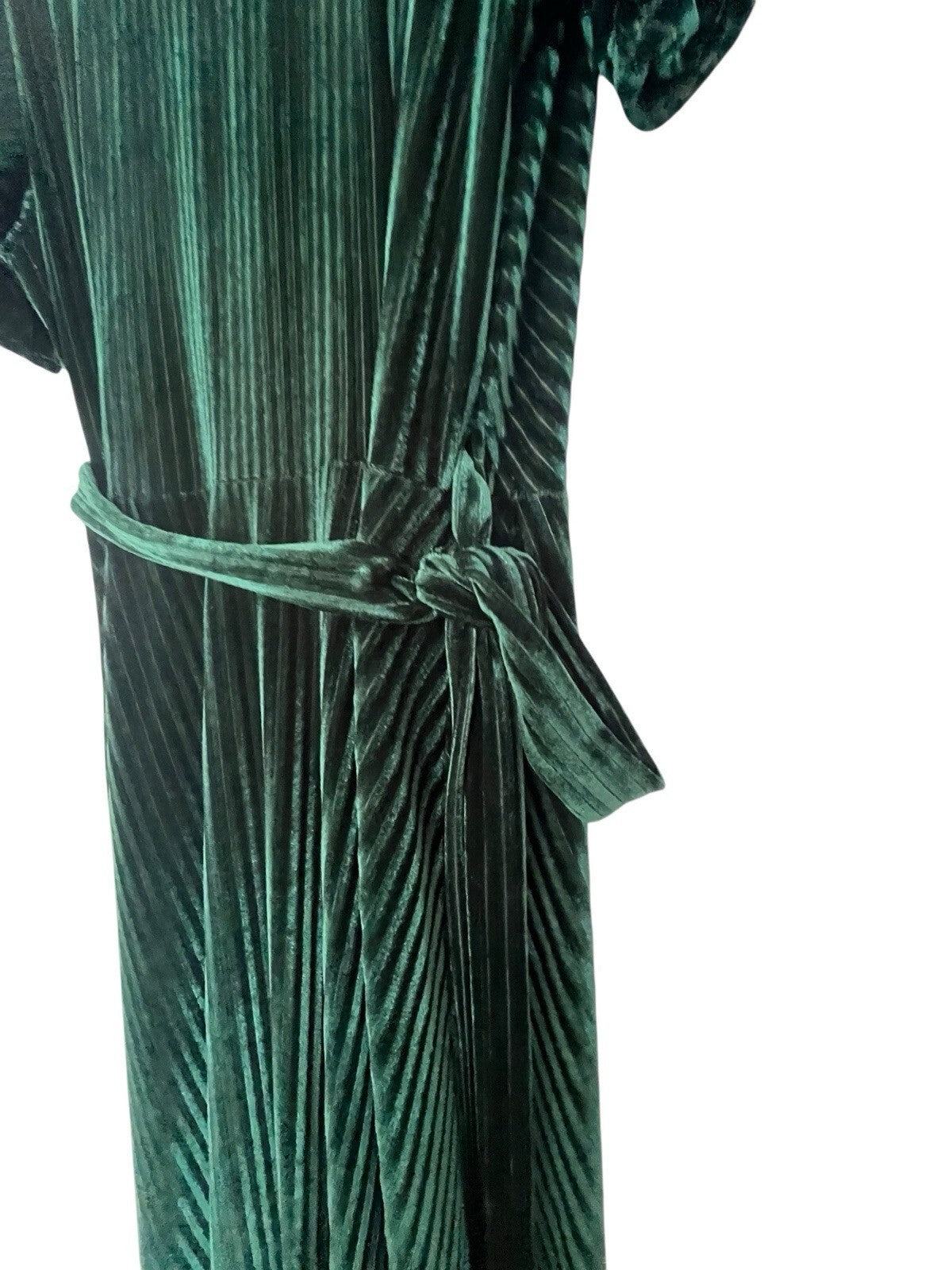 Baltic Born Andi Ribbed Velvet Wrap Dress in emerald green