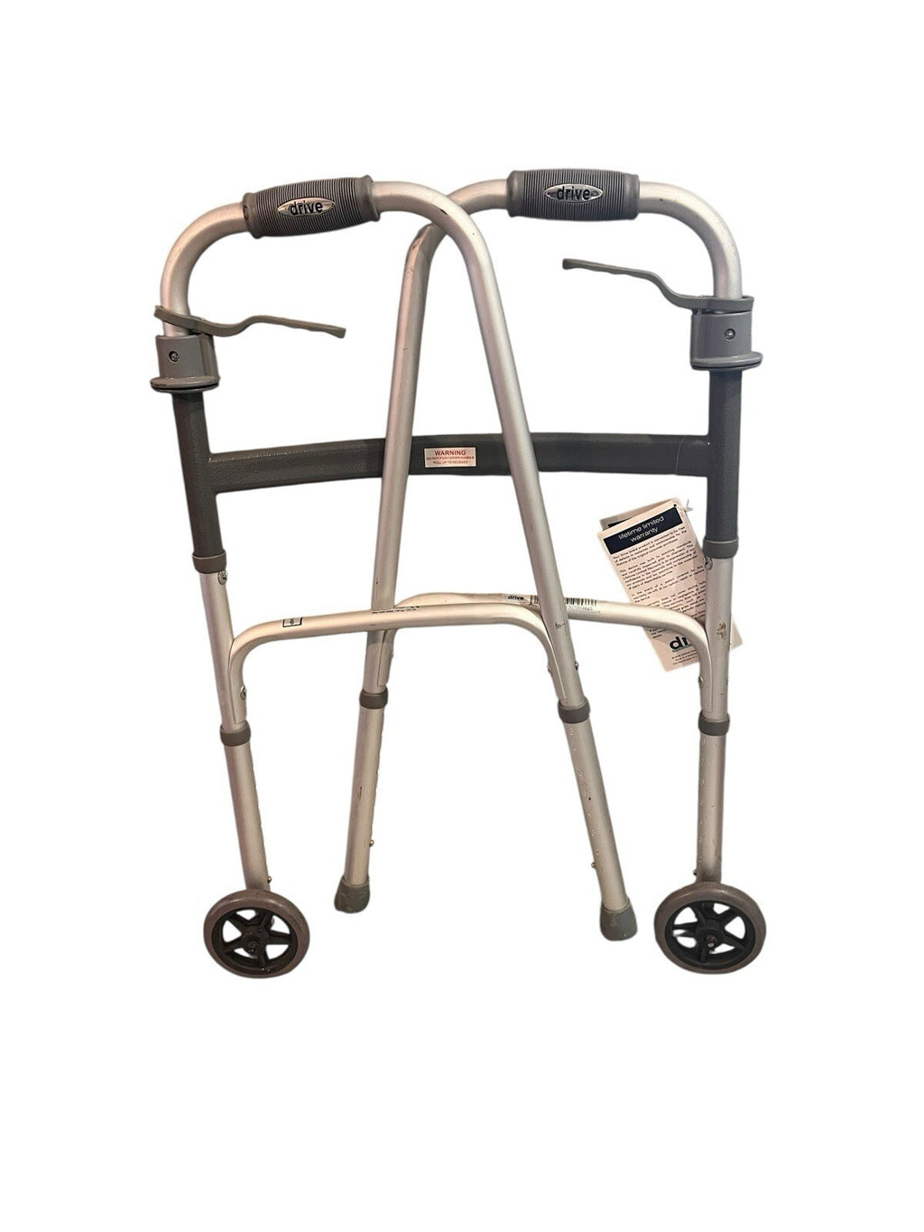 DRIVE DELUXE Trigger Release Folding Walker GRAY  Wheels Adjustable Height Used