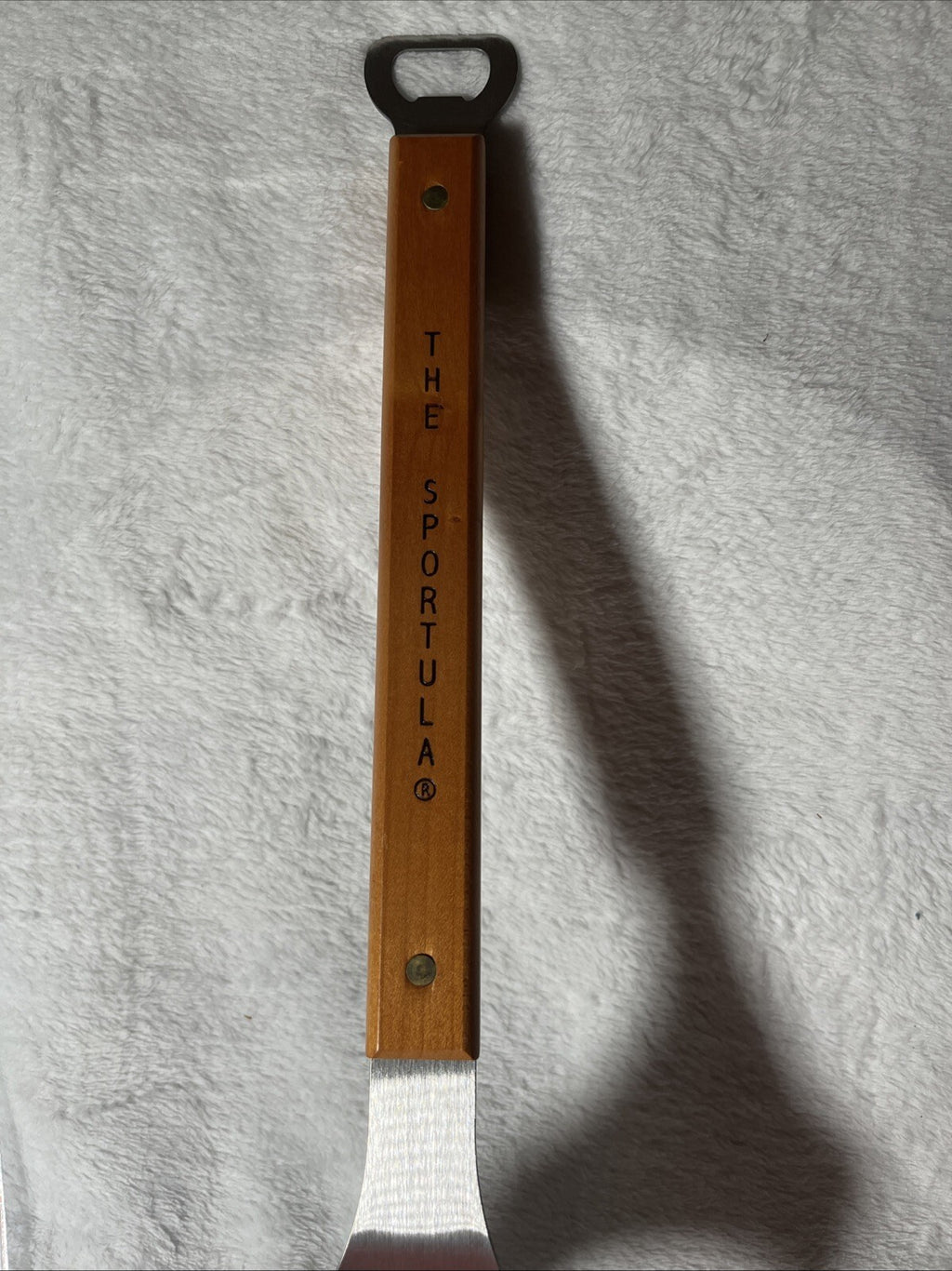 Grilling spatula with the University of Iowa's Hawkeyes log