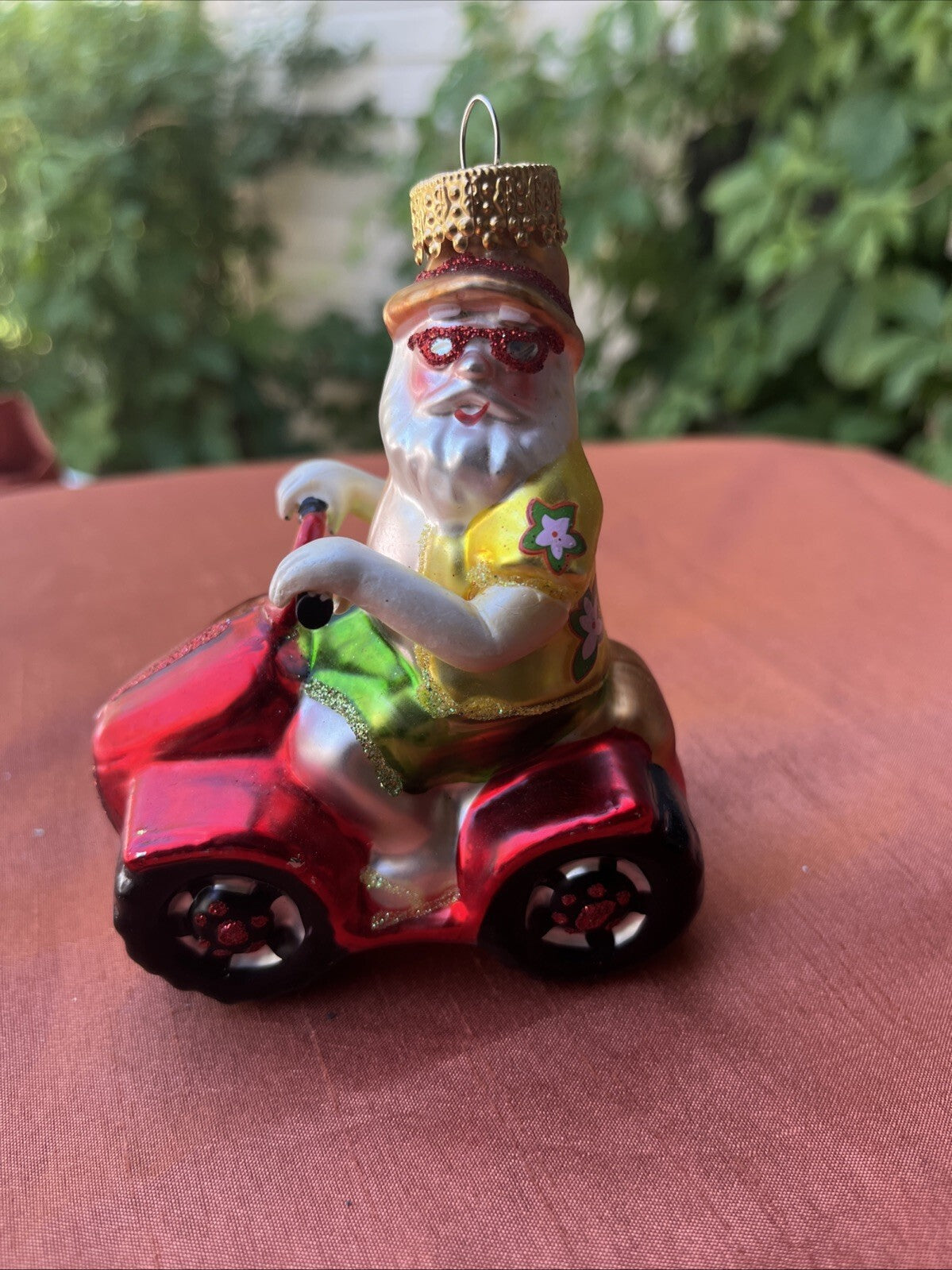 Vintage Glass Blown Ornament Santa Clause Tropical