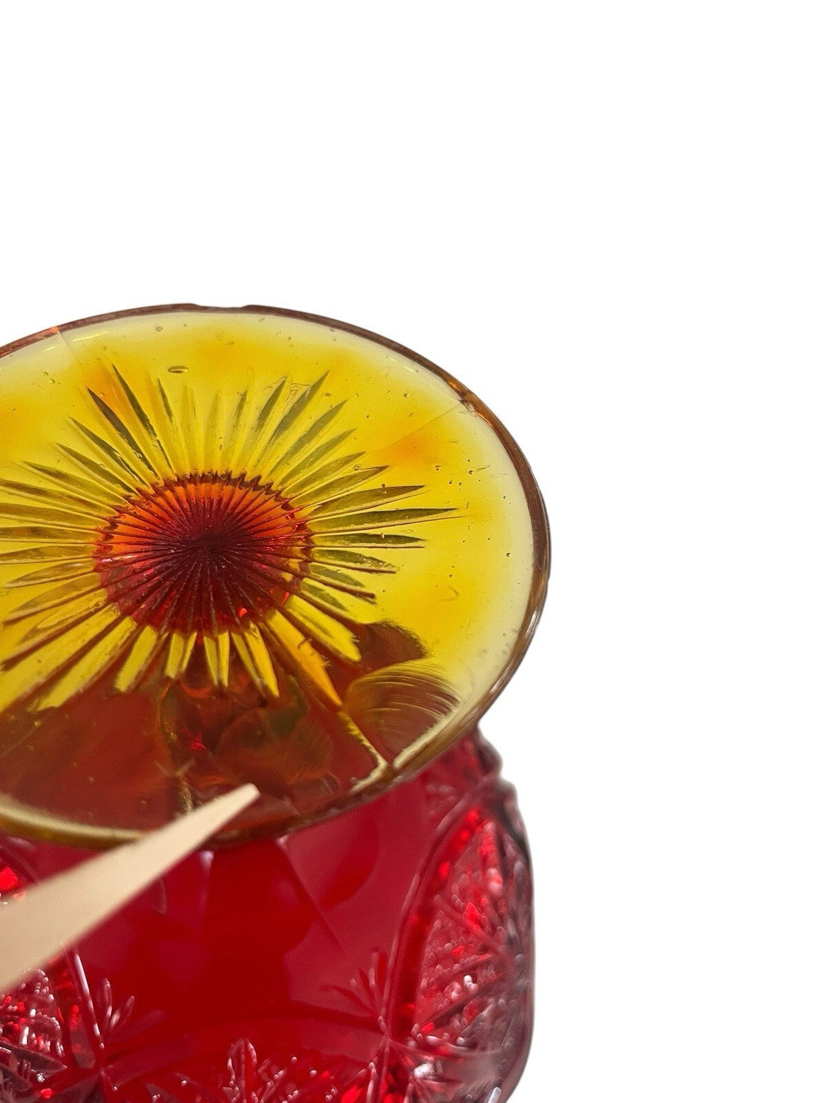 LE Smith Amberina Heritage Pedestal Compote Bowl -1970's Red And Yellow