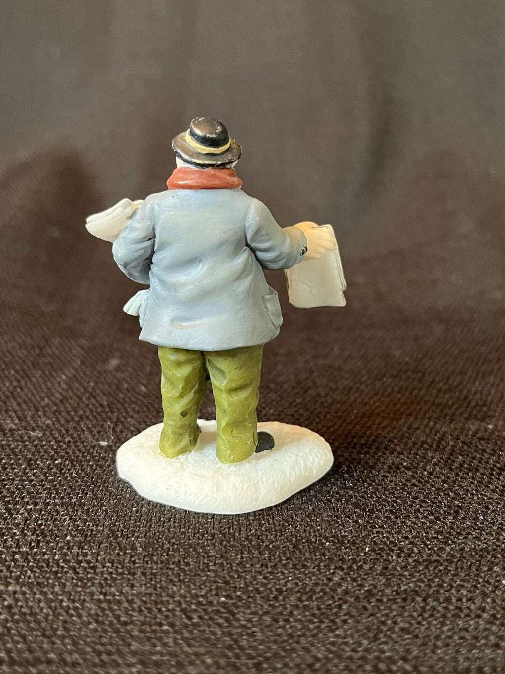 O’well  Village Holiday Time Figurines, Gentleman Selling Newspaper