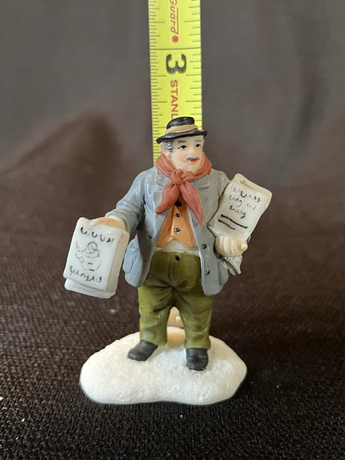 O’well  Village Holiday Time Figurines, Gentleman Selling Newspaper