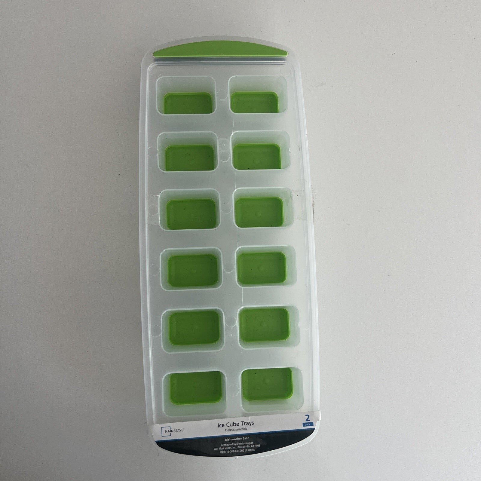 Easy Release 12 Cube Rectangular Ice Tray Sturdy Durable 2 Pieces Blue/Lime