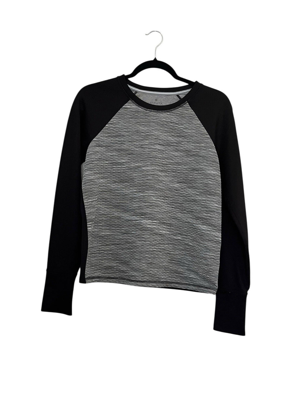 Athleta Womens Snowscape Quilted Raglan Sleeve Sweatshirt Size S Gray Black