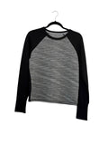 Athleta Womens Snowscape Quilted Raglan Sleeve Sweatshirt Size S Gray Black