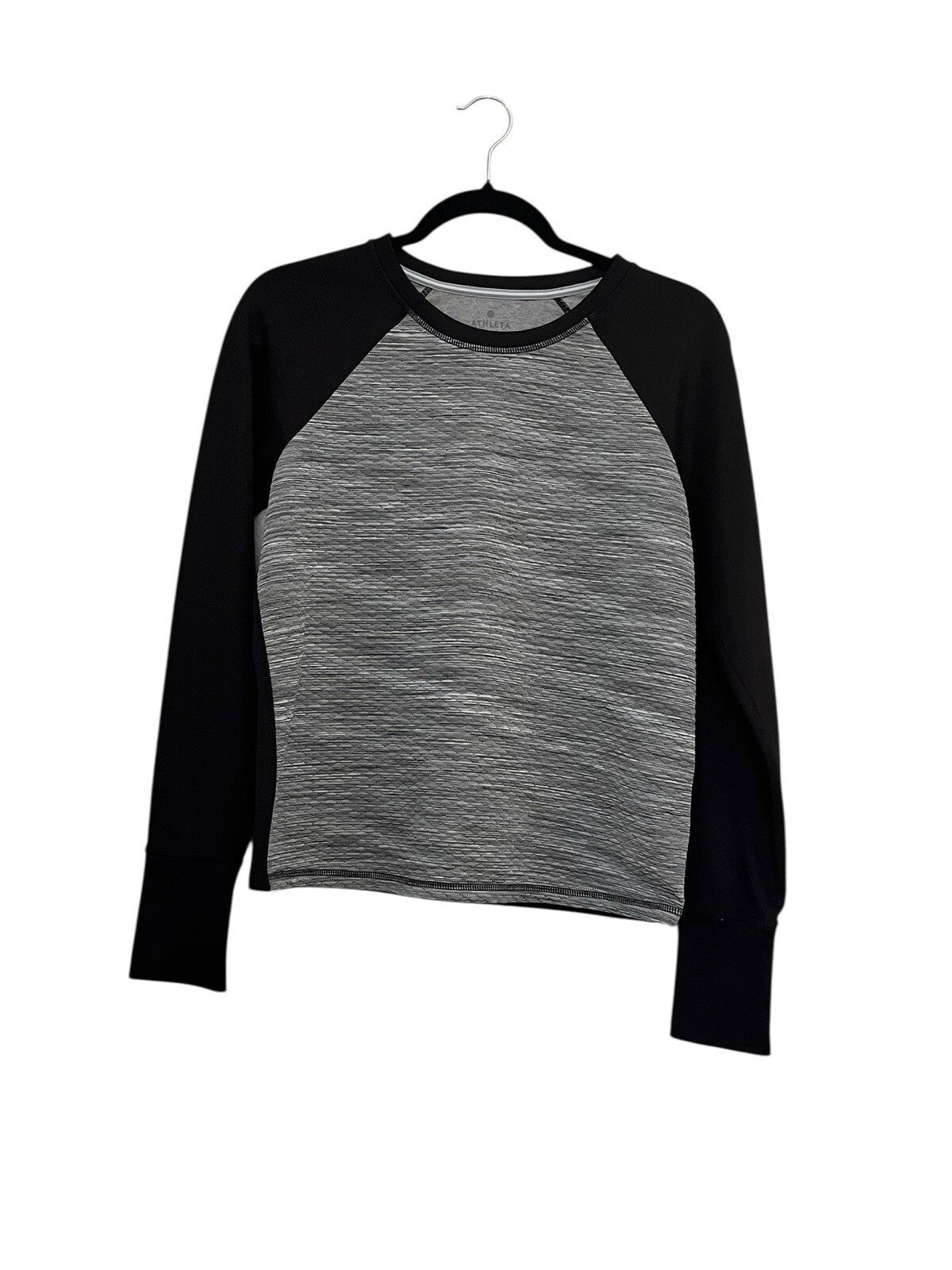 Athleta Womens Snowscape Quilted Raglan Sleeve Sweatshirt Size S Gray Black