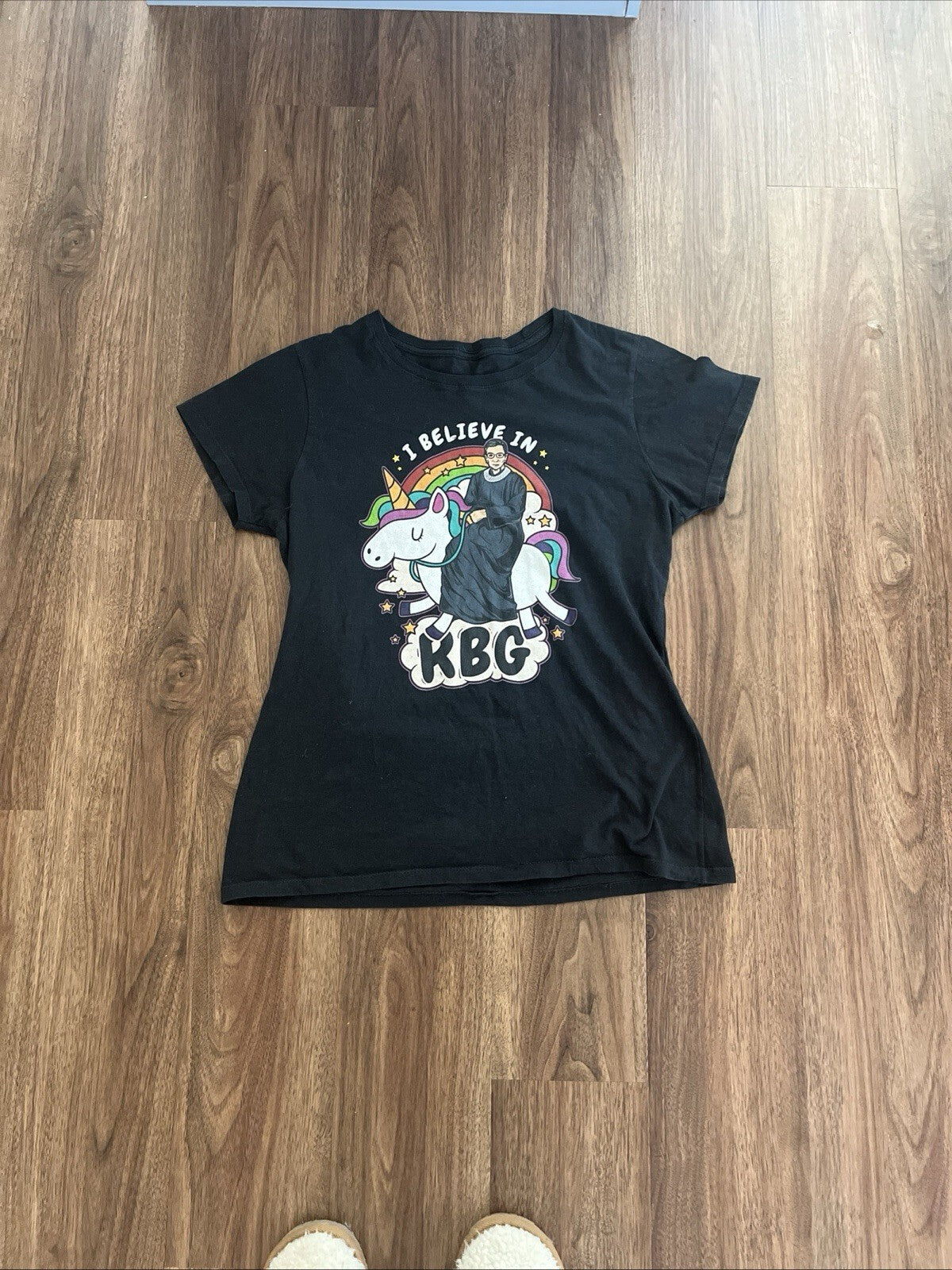 "I Believe in RBG" unicorn feminist t-shirt.