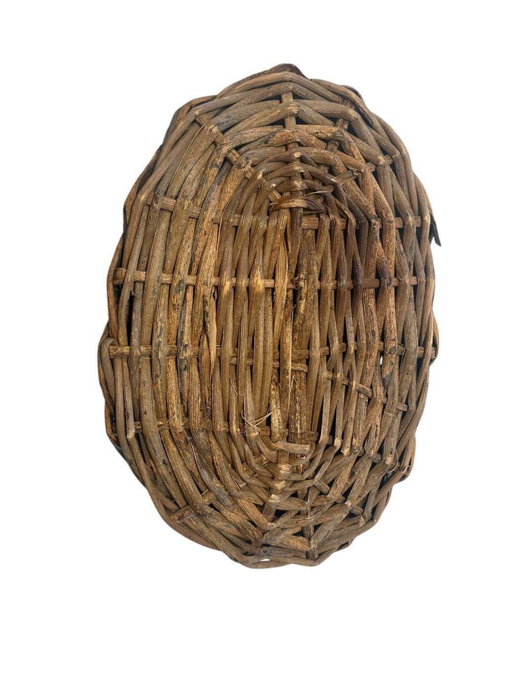 Rustic Hand Woven Basket Made From Natural Materials In An Oval Shape