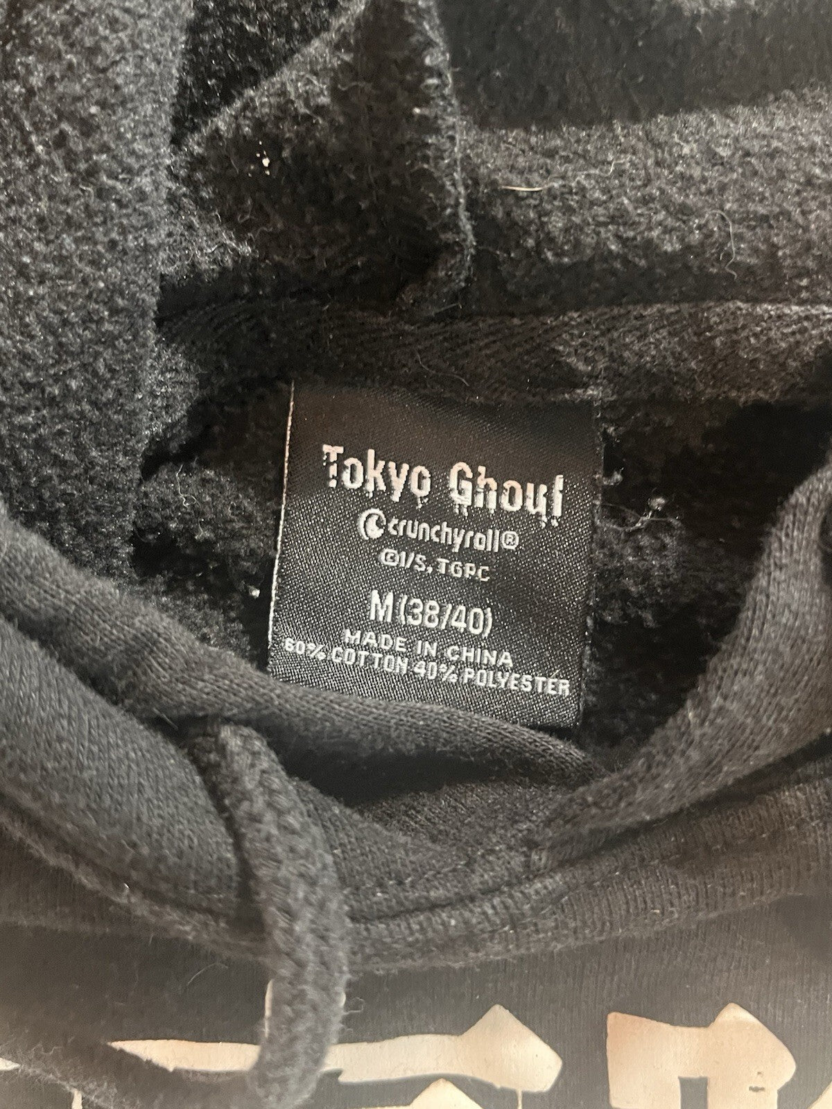 Tokyo Ghoul Crunchyroll Anime Long-Sleeve Black Graphic Hoodie Mens Medium 38/40