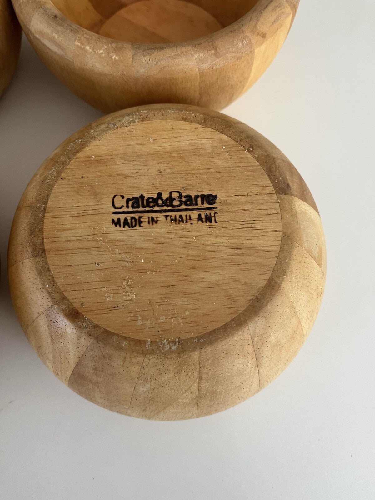 Crate And Barrel Wooden Salad Bowl Made In Thailand