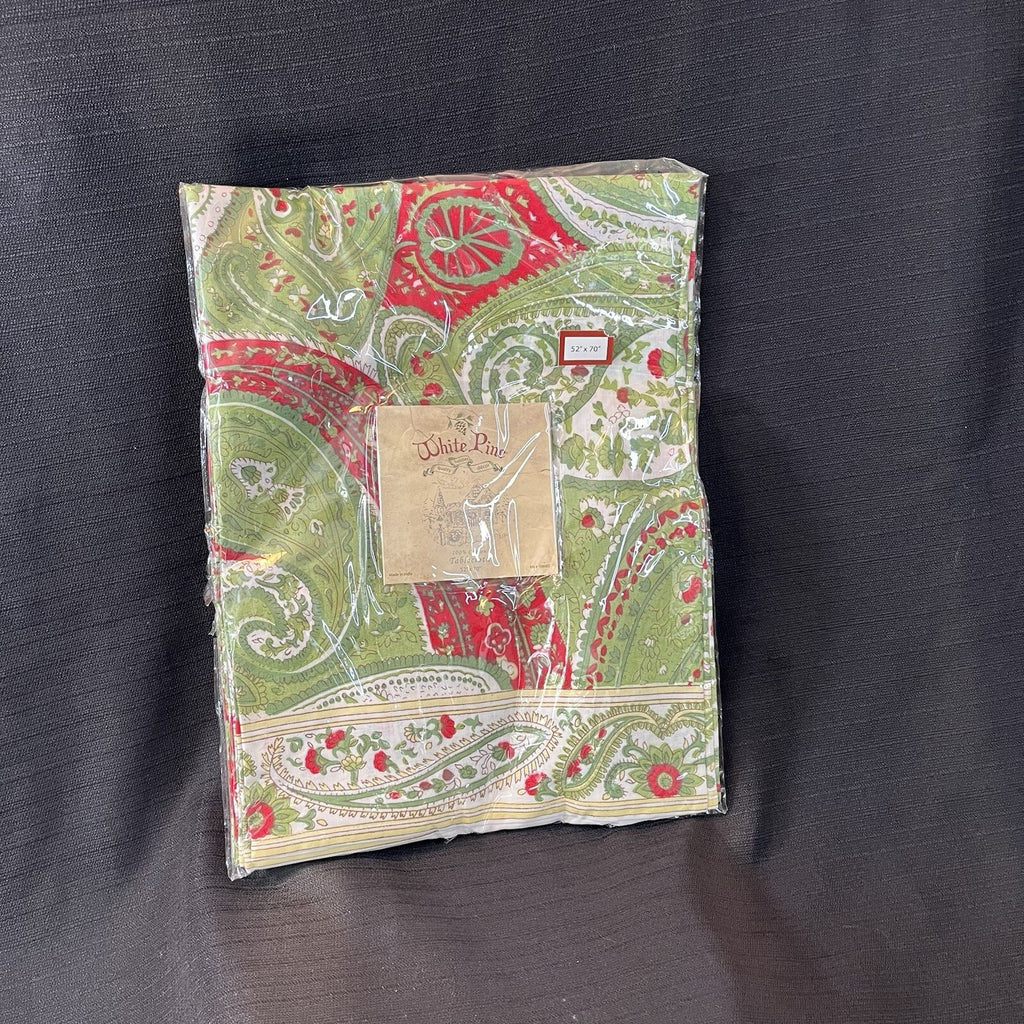 White Pine Red And Green Paisley Tablecloth. 50x 72 New In Package