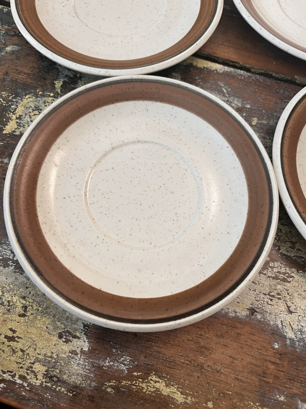 Oneida Veri-stone coffee saucer brown 6” P1800 Set Of 4