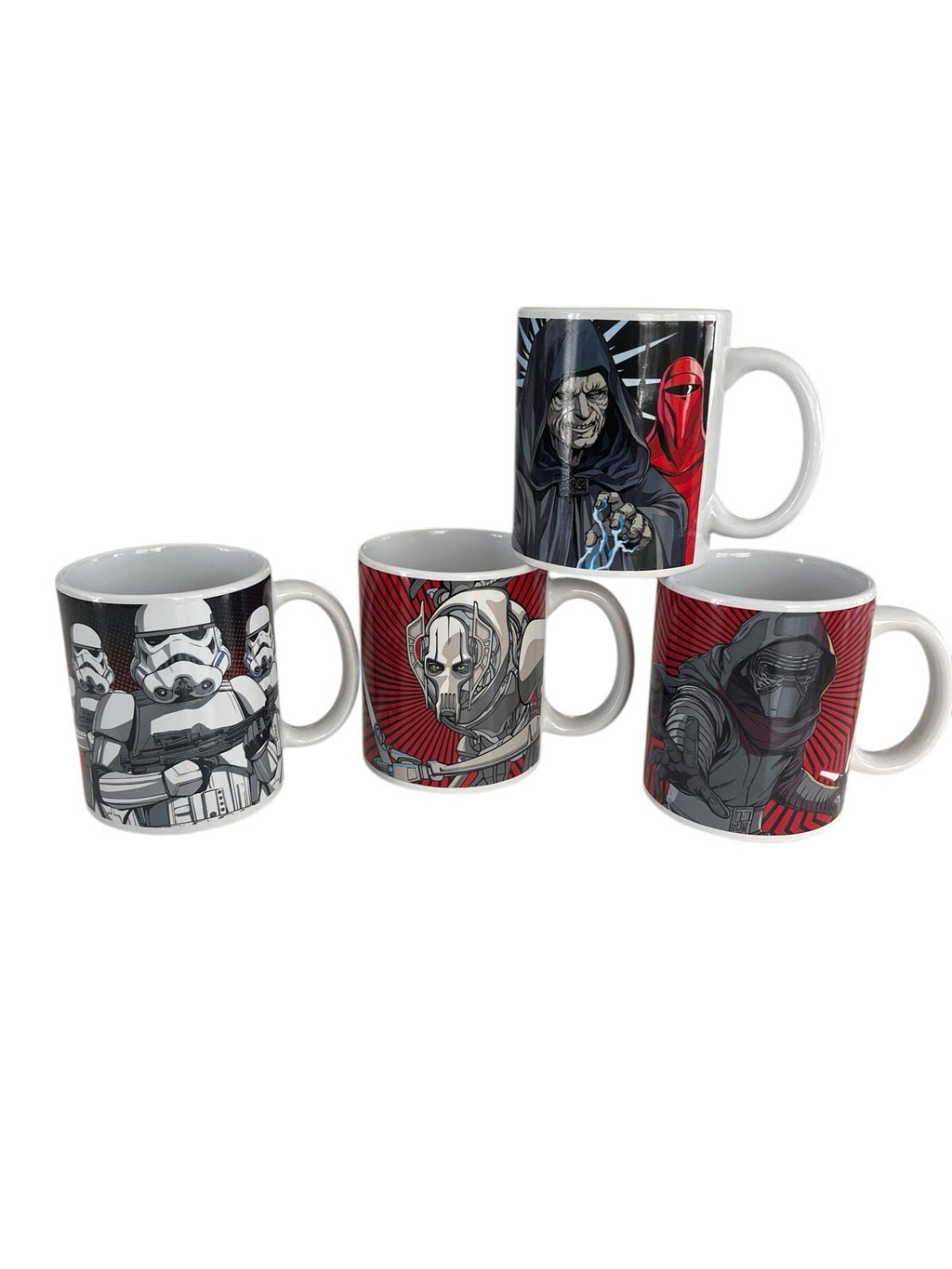 Star Wars Dark Side character mugs, Troopers, Kylo, Sidious,  Grievous 4 Cups