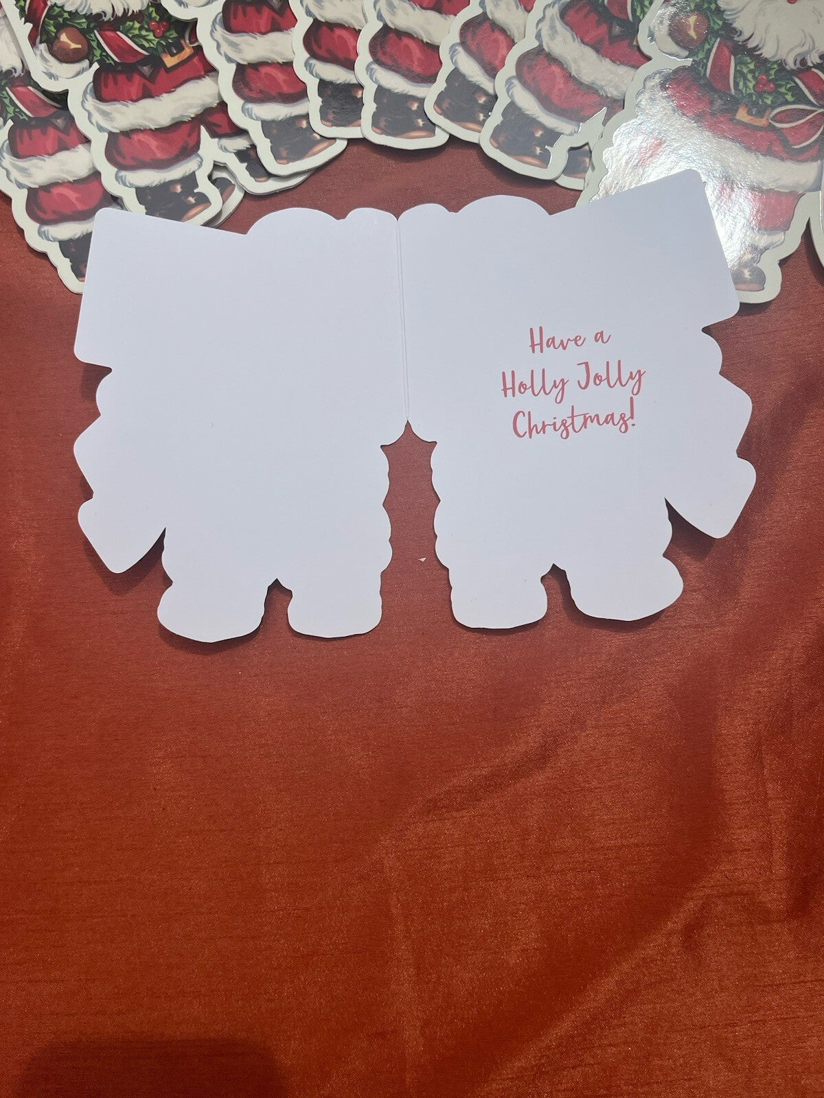 NIB  9 Die Cut VINTAGE SANTA CLAUS Merry Christmas Cards Tina Higgins Design