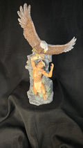 1987 Native American Indian Brave/Eagle Provincial Mold Chalkware