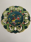 VINTAGE H BEQUET QUAREGNON MAJOLICA HANDPAINTED HUMMING BIRD PLATTER